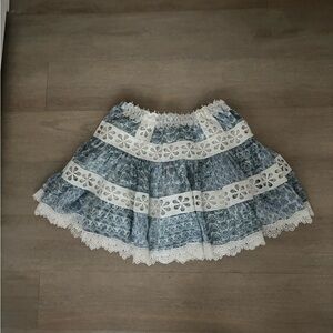 Olivaceous Blue and White Mini Skirt